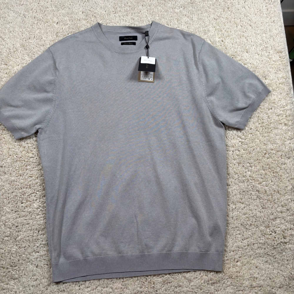 Porter & Ash Mens Grey Viscose‎ Blend Short Sleeve Sweater Knit Top XL